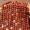 Perline tonde in pietra naturale diaspro rosso per gioielli bracciali collane fai da te - P439 Diaspro Rosso (Circa 38cm)