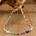 Collana di perline colorate malocchio stile boho choker gioielli alla moda per donne - Stile Perline Multicolore Con Malocchio 1 (N2486-Y01)
