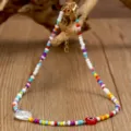 Collana girocollo di perline colorate con perla e malocchio gioielli boho da donna stile - Stile Perline Colorate Con Perla Barocca E Malocchio Rosso (N2486-Y04)
