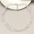 Collana di cristallo scheggiato irregolare stile vacanza, girocollo di perle naturali. - Vetro Bianco