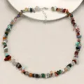 Collana con perle di pietra naturale colorata irregolare stile boho estivo elegante - Colori Misti