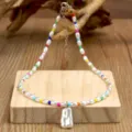 Collana con perline colorate girocollo boho perle gioielli alla moda donna accessorio elegante - Stile Perline Colorate Con Perla E Ciondolo Barocco (N2538)