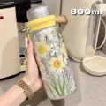 Grande Bottiglia d'Acqua Isolata Rivestita in Titanio 800ml Tazza di Viaggio in Inox - 800ML / Giallo (800ml)