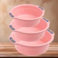 Thickened durable plastic face basin, pink household and student dorm wash basin set. - M / Pink