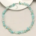 Collana girocollo con perline di turchese, elegante gioiello in pietra irregolare. - Blu Amazonite