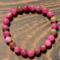 Colorful Tourmaline Agate Beaded Bracelet Elastic Multi-color Gemstone Women Jewelry - Ruby Zoisite