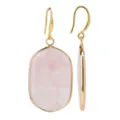 Pendientes colgantes de cristal rosa chapado en oro, elegante variante de piedra natural. - Estilo Gota de Agua de Cuarzo Rosa / Rosa