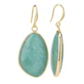 Pendientes colgantes de piedra natural dorados, elegante gancho con gema verde para mujeres. - Estilo Gota Amazonita / Azul
