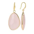 Pendientes de gota de cuarzo rosa chapados en oro elegante joyería colgante para mujer - Estilo Gota de Agua de Cuarzo Rosa / Rosa