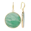 Pendientes colgantes redondos de piedra natural verde chapados en oro para mujer - Estilo Redondo Aventurina / Verde