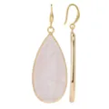Pendientes colgantes de lágrima de cristal rosa dorado, elegante joya para mujer moderna. - Estilo Gota Larga Cuarzo Rosa / Rosa