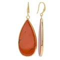 Pendientes colgantes de piedra roja en forma de gota dorados elegantes mujer joyas - Estilo Gota Larga Jaspe Rojo / Rojo