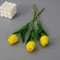 Artificial yellow tulips flower bouquet, PU touch fake flowers for home decor, wedding and party. - Yellow