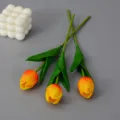 Artificial PU tulip flowers simulation bouquet yellow orange home decor photo props 3pcs - Sunset Orange