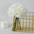 Artificial white rose bouquet 5 heads faux floral arrangement for home wedding decor - White Bouquet
