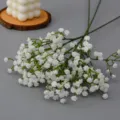 Künstliche Schleierkraut 3-Gabel weiche Gummi Blumenstrauß Deko für Hochzeit zu Hause - Schleierkraut 52 cm - Weiß