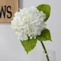 White artificial hydrangea flower stem single decorative floral arrangement for home wedding. - White