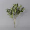Rama de olivo artificial con hojas verdes y pequeños frutos para decoración del hogar y bodas. - Olivo de 6 ramas - hoja doble 48 cm