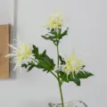 Artificial Eryngium flower branch variant, fake thistle plant bouquet for Nordic home decor. - Cream