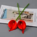 Mooie Kunstmatige PU Calla Lelie Bloemen Simulatie Nep Bloem voor Bruiloft Huis Decoratie - Calla lelie - Rood
