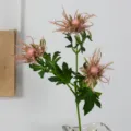 Artificial sea holly flower branch, pink thistle bouquet for Nordic home decor and photography. - Pink