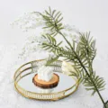 High-end artificial golden wattle variant in white and green, ideal for home and pastoral decor. - White