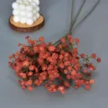 Bouquet de gypsophile artificiel rouge rouille 3 branches fausses fleurs pour mariage et maison - Gypsophile aux couleurs d'automne - orange d'automne