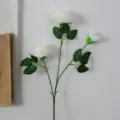 3-head white artificial ranunculus silk flower bouquet for home and wedding decoration. - 3-Head Ranunculus - White
