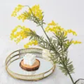 Artificial golden wattle mimosa flower branch for home decor wedding party pastoral style styling. - Yellow