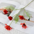 Fiori finti di crisantemo rosso a 5 teste per decorazione matrimonio casa oggetti di scena - Rosso
