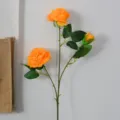 Artificial 3-head orange peony flower bouquet for home and wedding decor, realistic silk. - 3-Head Ranunculus - Orange
