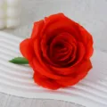 Red artificial rose flower head silk floral decoration for DIY wedding party - Red