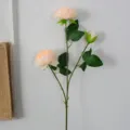 Artificial 3-head peony flower silk fake floral bouquet for home decor wedding party - 3-Head Ranunculus - Champagne