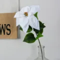 White artificial poinsettia flower Christmas decoration faux floral stem variant - Single Stem - White