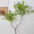 Artificial lacquer wood nandin bamboo leaves indoor home decor plant green branch - 2-Branch Green Sacred Bamboo