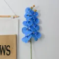 Blue artificial Phalaenopsis orchid stem 9-head fake flower for home decor table centerpiece - 9-Head / Blue