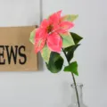 Artificial poinsettia Christmas flower velvet bouquet for wedding home decor fake flower - Single Stem / Single Stem - Green Red