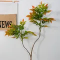 Artificial Nandina leaves branch for home decor, vibrant gradient foliage indoor plants. - 2-Branch Green & Red Sumac