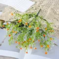 Artificial orange and white gypsophila single branch fake flower for home wedding decor - Sunset Orange