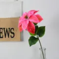 Artificial pink Poinsettia flower branch fake Christmas plant for home wedding decor. - Single Stem - Rose Red
