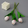 Künstliche Tulpen Blumen mit Duftkerze Deko PU Handgefühl Falsche Blumen für Zuhause Hochzeit - Hellrosa