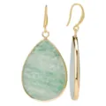 Pendientes colgantes de piedra verde en forma de gota chapados en oro, elegantes. - Estilo Gota Pequeña Aventurina / Verde