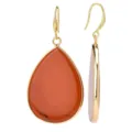 Elegantes pendientes colgantes de piedra natural en forma de gota con borde dorado. - Estilo Gota Pequeña Jaspe Rojo / Rojo