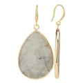 Pendientes de piedra natural lágrima transfronterizos, elegante gancho dorado joyería. - Estilo Gota Pequeña Labradorita / Gris