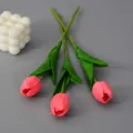 Künstliche Tulpen rosa Simulationsblumen Set Heimdekoration Party Foto Requisiten 3Stk - Ganz Rosa