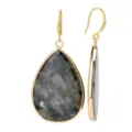 Pendientes colgantes de piedra natural chapados en oro para mujer moda elegancia. - Estilo Gota Pequeña Piedra Flash Negra / Negro