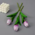 Künstliche PU Tulpen Blumen violett Dekoration Heimfotografie Requisiten Blumenstrauß 3St - Weiß Lila