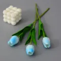 Blau künstliche Tulpen PU Blumen mit weißer Blasenkerze für Heimdekor Variante - Weißblau