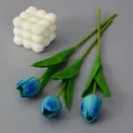 Blaue künstliche Tulpe mit weißer Blasenkerze, PU-Berührung Heimdekor Foto Requisite. - Hellblau