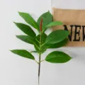 Artificial rubber tree plant branch green leaf fake flower home indoor decor variant - Short Branch 18CM / Light Green